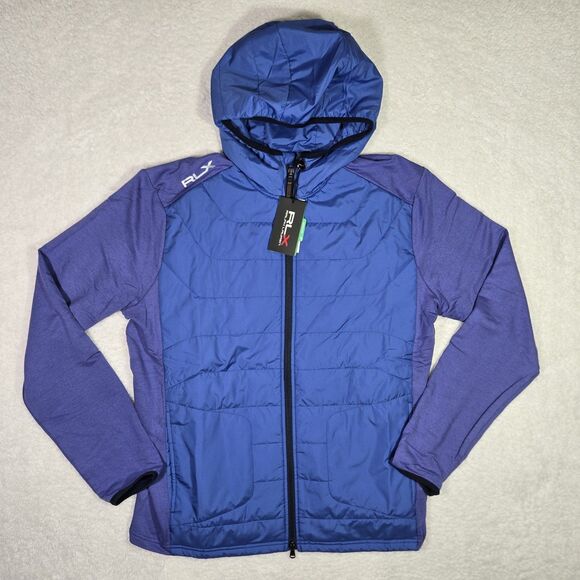 RLX Ralph Lauren Other - RLX Ralph Lauren Golf Wool Full Zip Hooded Jacket Mens Large Blue Light Purple L